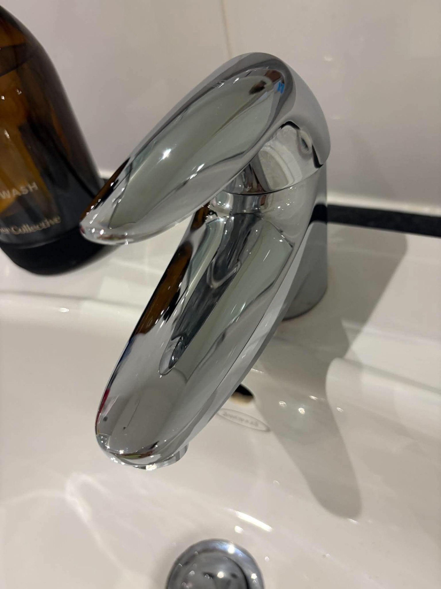 Sparkling clean chrome bathroom tap